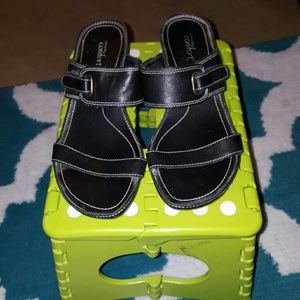 Black block heeled sandals