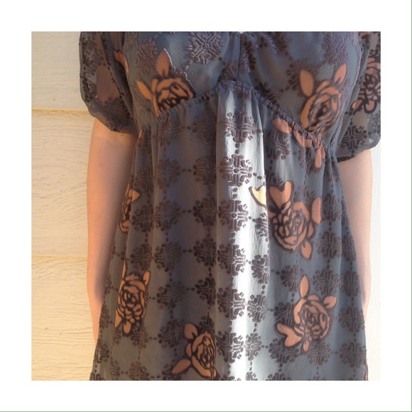 Vintage Gray and pink floral shirt tunic - Picture 2 of 4