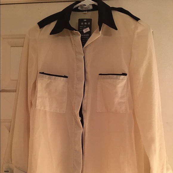 Medium cream color button down long sleeve