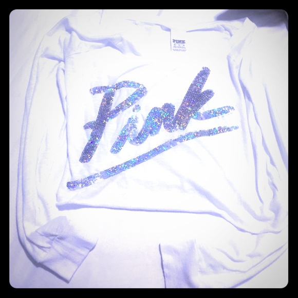 Pink Victoria secret bling long sleeve crop tee