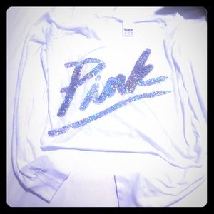 Pink Victoria secret bling long sleeve crop tee