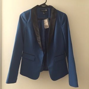Forever 21 Teal Blazer with Satin Lapels NWT
