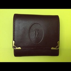 Authentic CARTIER Bordeaux Leather Coin Purse