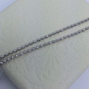 Rhodium Sterling Silver Diamond Cut Beads Chain16"