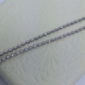 Rhodium Sterling Silver Diamond Cut Beads Chain18"