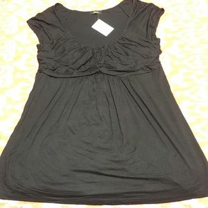 NWT Soprano Plus Size Cap-Sleeve Ruched Empire Top