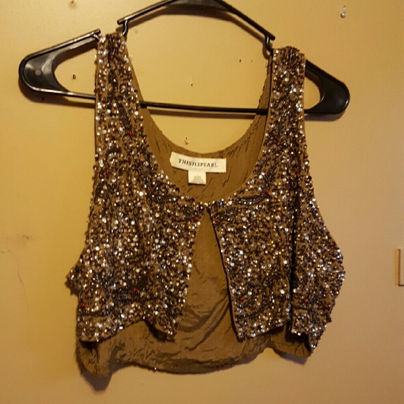 Urban outfitters Beaded cropped vest
