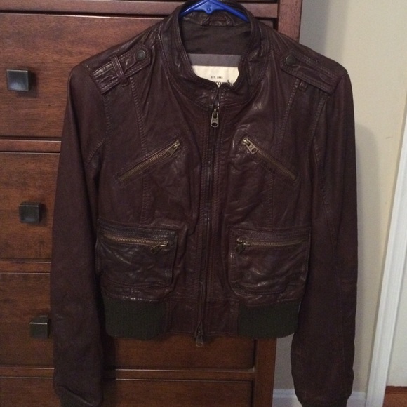 Abercrombie & Fitch leather jacket. Lined and warm