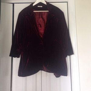 Cranberry velvet blazer