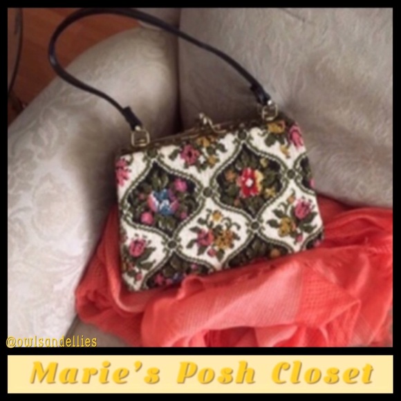 Handbags - Vintage - Tapestry Cross-Stitch Evening Bag
