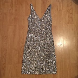 Silver sequin mini dress