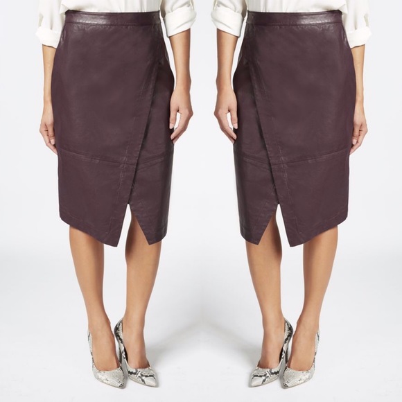 Faux leather wrap skirt