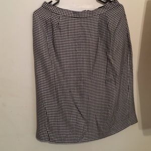 Checkered pencil skirt.