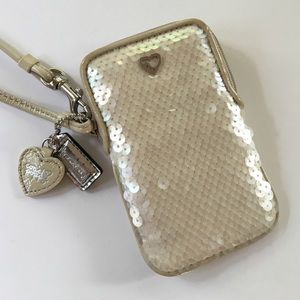 Coach Poppy Sequined Wristlet/Cell Phone Case