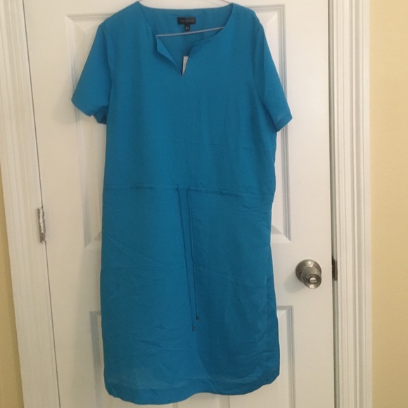 Blue short sleeve shirt dress