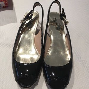 sling back peep toe sandal