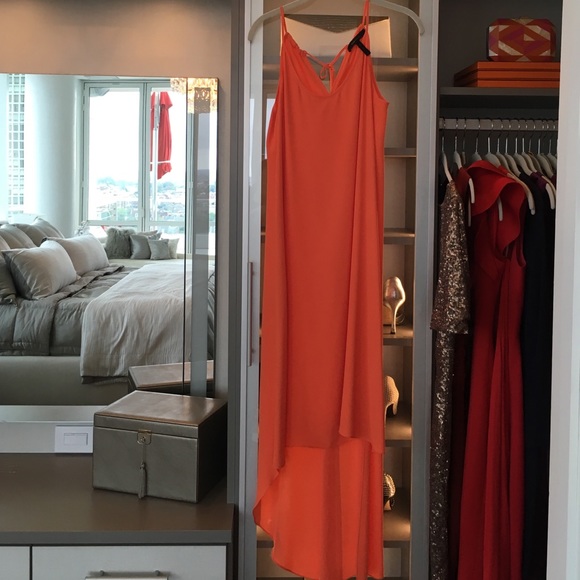 BCBG Maxazria Orange High-Low Dress; Size XS