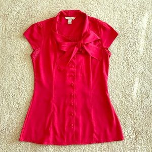 Red banana republic blouse with ribbon