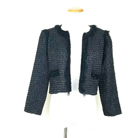 Covington Jackets & Blazers - Boucle Jacket w/ Velvet & Fringe Details