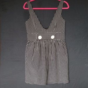 Polka dot BB Dakota ultra low plunge dress.