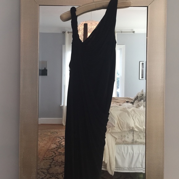 Charles Chang-Lima Grecian black dress -side slit