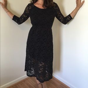 Free People black lace midi dress, cotton lace