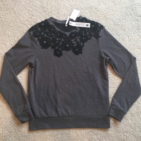 Willow & Clay Charcoal Embroidered Sweater