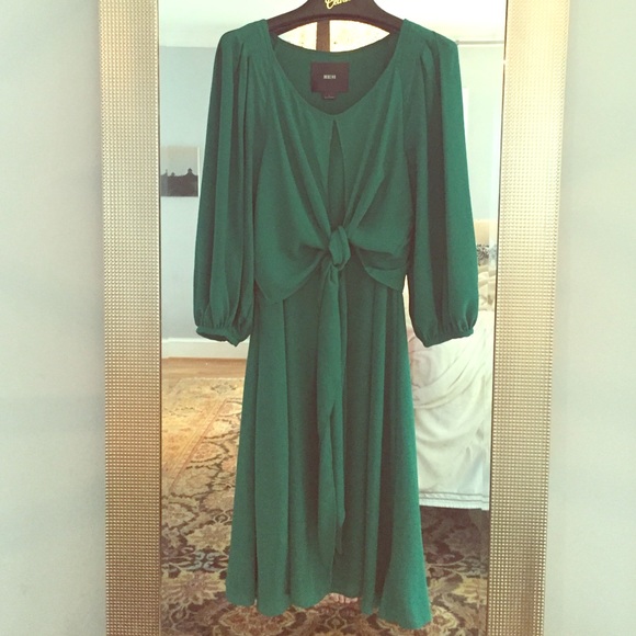 Beautiful emerald green silk  dress