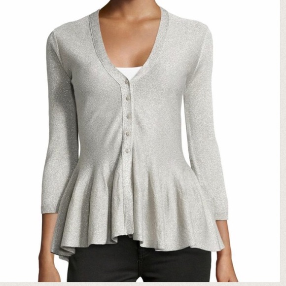 Philosophy silver shimmer 3/4 sleeve peplum top