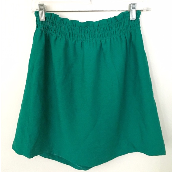JCrew Green Elastic-Waist Skirt