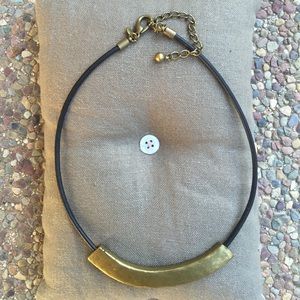 CHICOS Leather and Brass Necklace