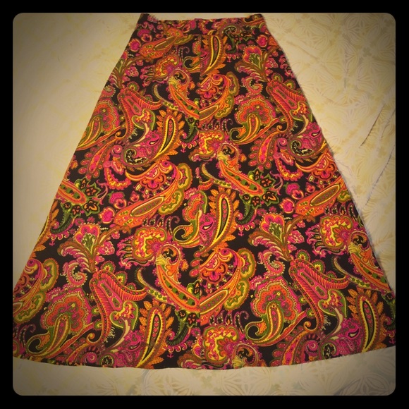 Vintage 70s Paisley A-line Skirt