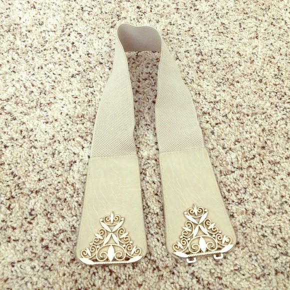 Beige Dress Belt with Gold designs ⭐️