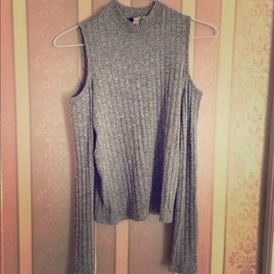 Express cut out shoulder mock neck top