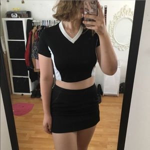 black and white 90's athletic crop top
