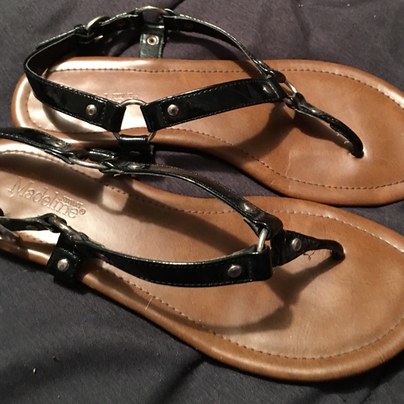 Black leather sandals