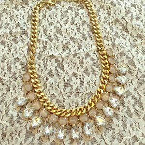 Pale pink and gold stone necklace