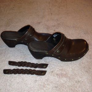 Brown clogs