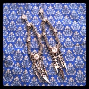 Elegant silver and clear stone dangle earrings