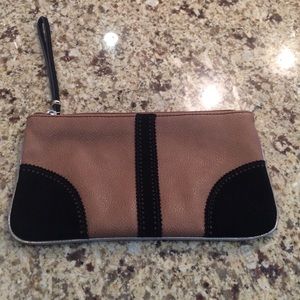 Tan and black wristlet