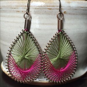 Teardrop shaped woven earrings