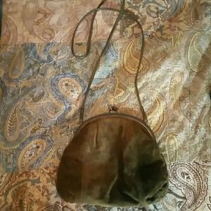 Vintage green suede 1970's bag