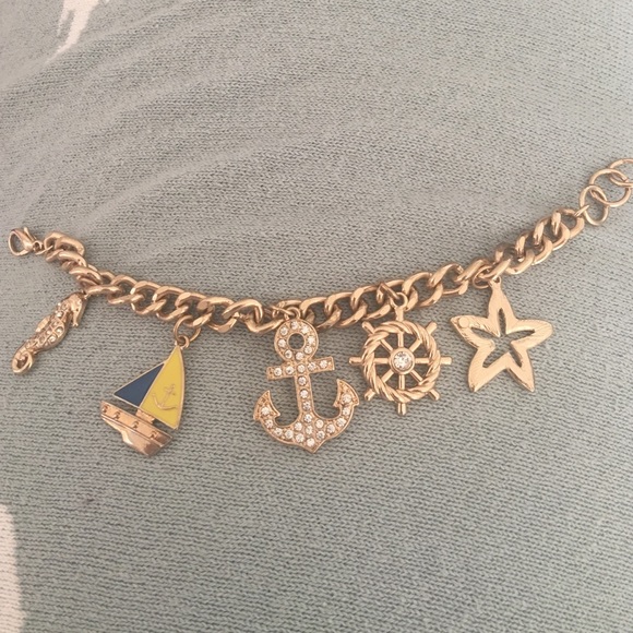 Nautical gold charm bracelet