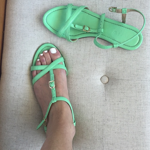 jcrew factory mint green sandals **barely worn**