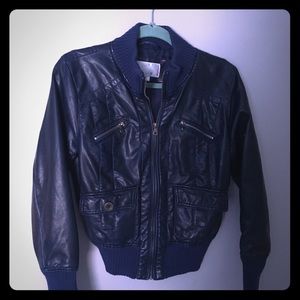 Navy Blue Faux Leather jacket