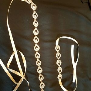 Bridal Rhinestone Headband and Bracelet