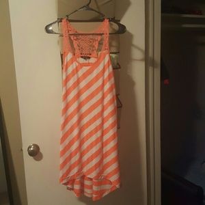 Orange and white striped dress