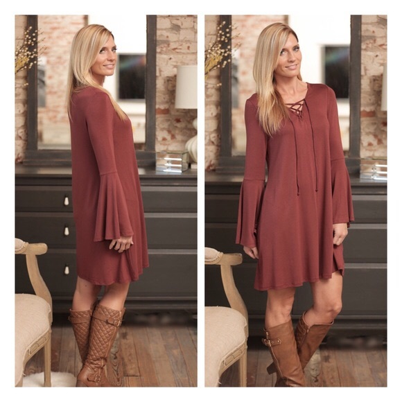Today only SALE Boho Bell Lace up Dress - Picture 2 of 3