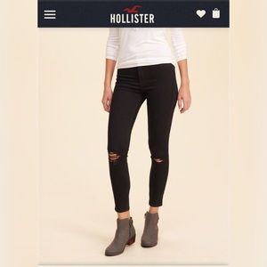 hollister crop highrise ripped jeans black (NWT)