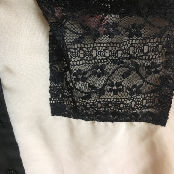 Tan and black chiffon and lace blouse - Picture 2 of 2